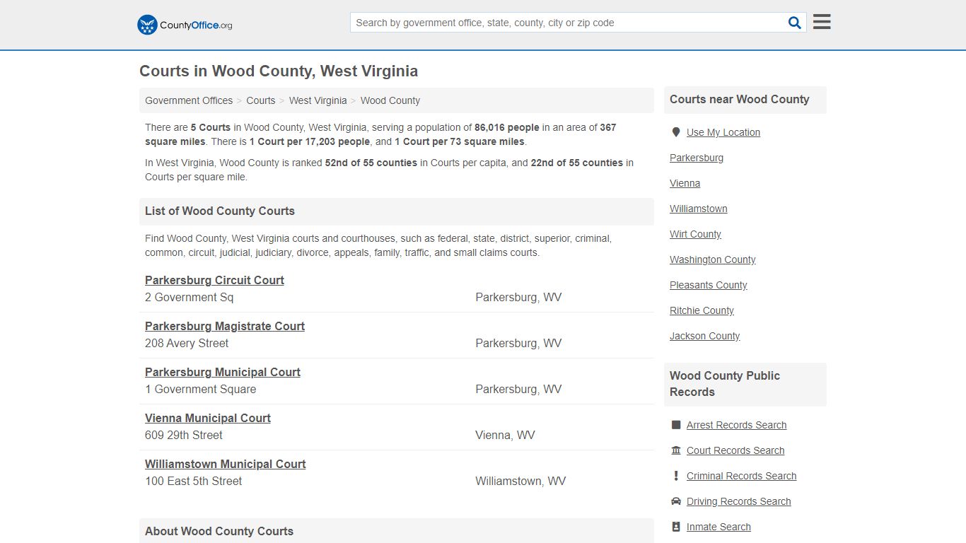 Courts - Wood County, WV (Court Records & Calendars)